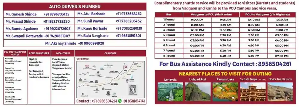 Transport Facilities at PCU